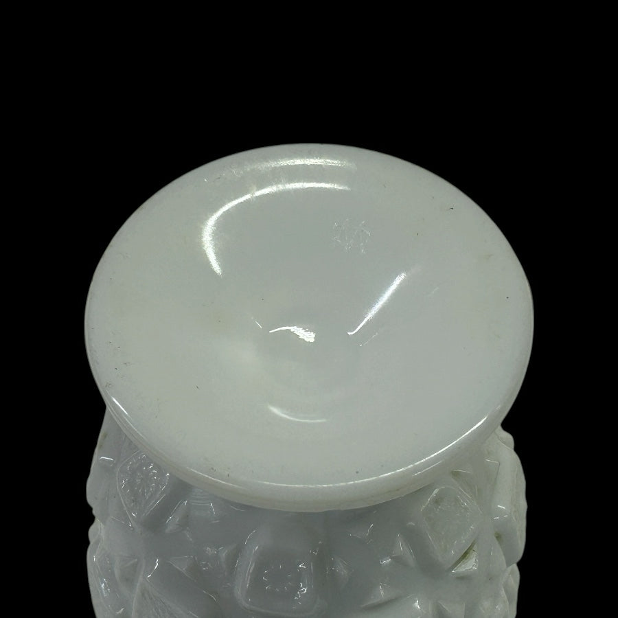 Westmoreland Old Quilt Milk Glass Celery Ruffle Footed Vase Mid-Century VINTAGE | Finer Things Resale