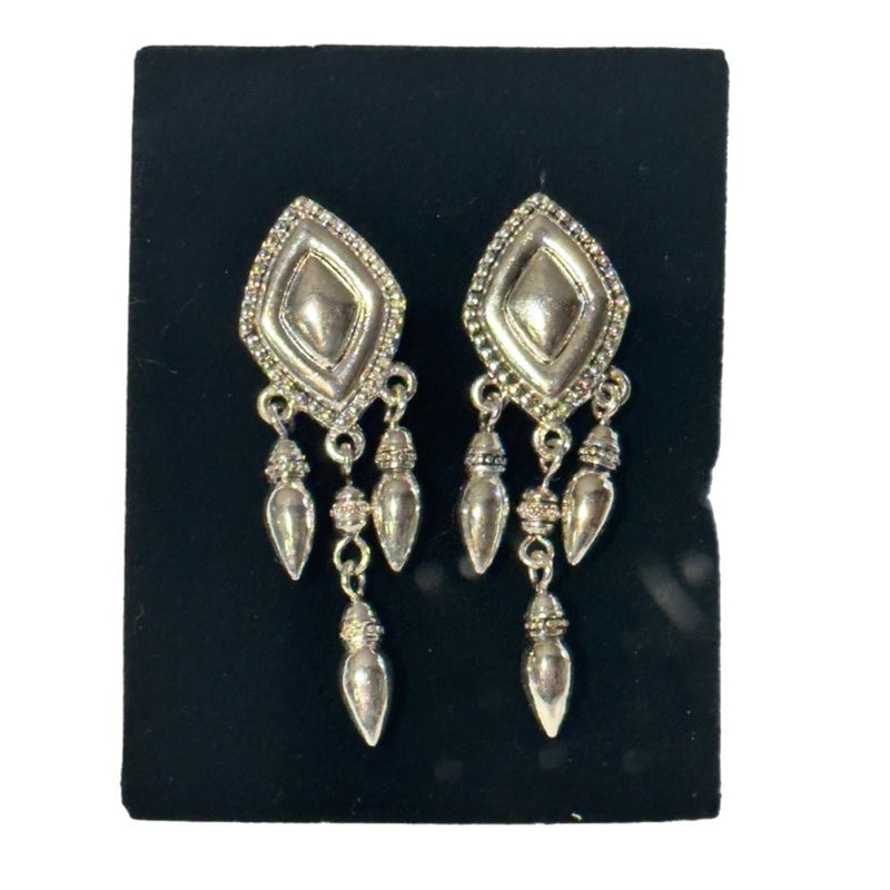 Avon Silvertone Triple Drop pierced earrings BRAND NEW! Vintage | Finer Things Resale
