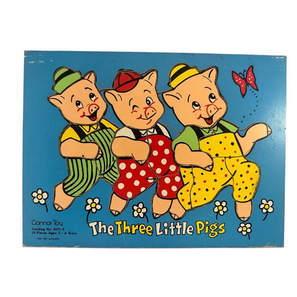 Connor Toy The Three Little Pigs wooden puzzle 14 piece #8411-2 VINTAGE! 1980's | Finer Things Resale
