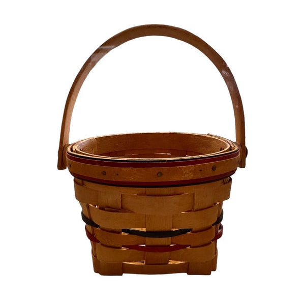 Longaberger Baskets round handwoven basket with swing handle 1996 VINTAGE | Finer Things Resale