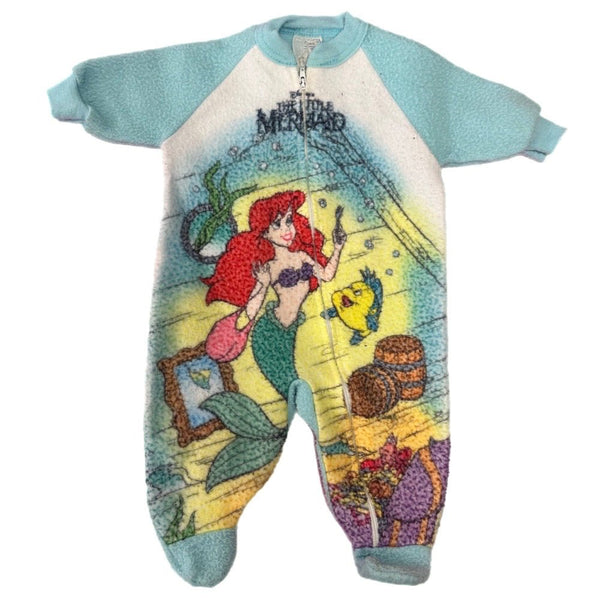 Dr Denton Disney Little Mermaid fleece sleeper jumpsuit 0-6 Months VINTAGE! | Finer Things Resale