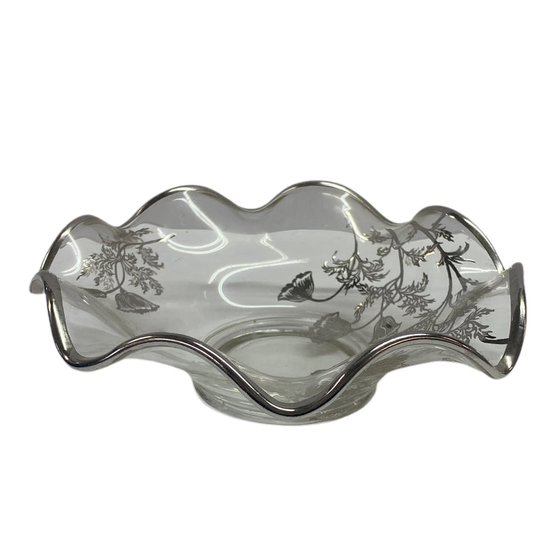 Silver City Flanders Poppy with Sterling Silver Overlay bowl Cambridge Glassware | Finer Things Resale