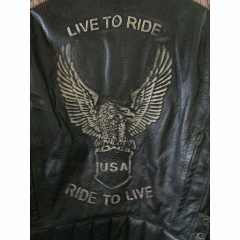 Xelement Retro Live to Ride leather motorcycle jacket SIZE LARGE | Finer Things Resale