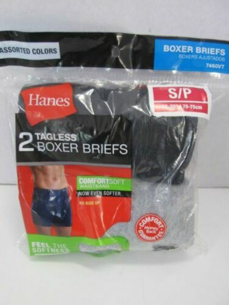 Men's Hanes tagless boxer briefs 6 value pack assorted colors Sz S new  unopened