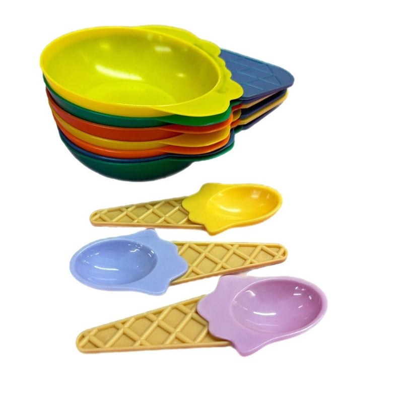 Ice Cream Cone Sundae shaped dessert bowl dishes with spoons 10pc set VINTAGE | Finer Things Resale