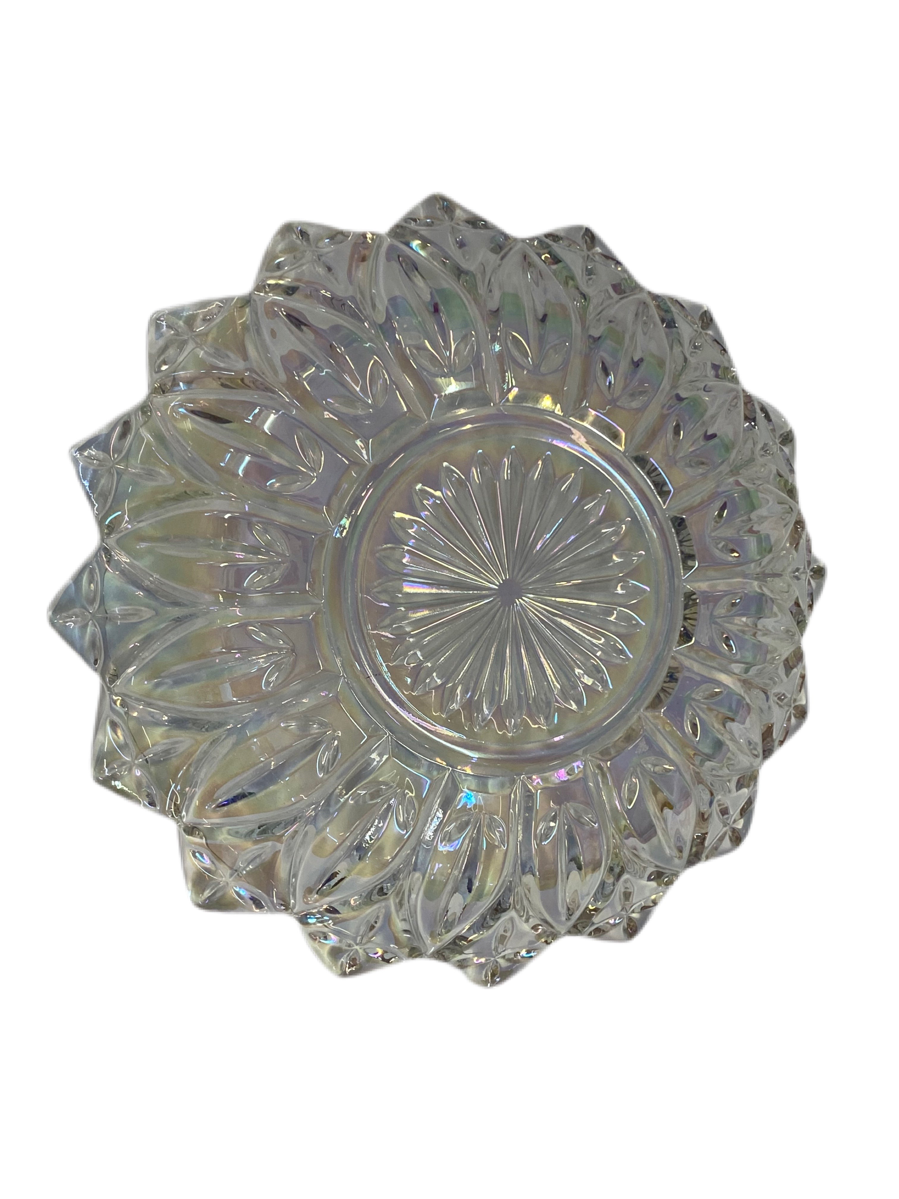 Federal Iridescent Petal Pattern 10" vintage flower art glass bowl | Finer Things Resale