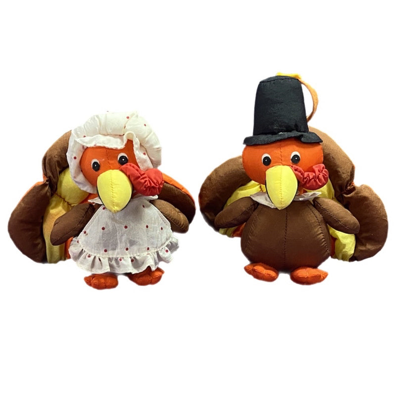 Russ Berrie & Co Mr & Mrs Thanksgiving Turkey nylon plush stuffed animal VINTAGE | Finer Things Resale