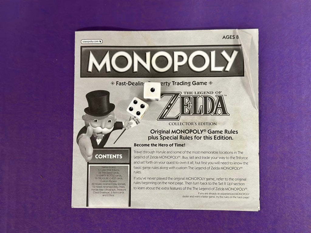 Monopoly The Legend of Zelda Collector Edition REPLACEMENT Instructions & Dice | Finer Things Resale