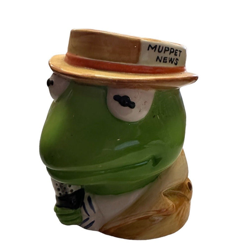 Sigma Kermit the Frog Muppet News Reporter coffee mug Jim Henson VINTAGE 1970's | Finer Things Resale