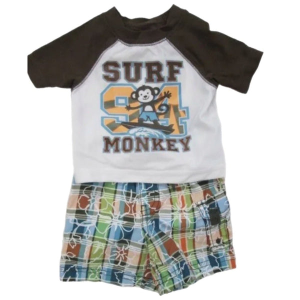 Old Navy 2pc Surf Monkey short sleeve swim trunk set SIZE 3-6 MONTHS | Finer Things Resale
