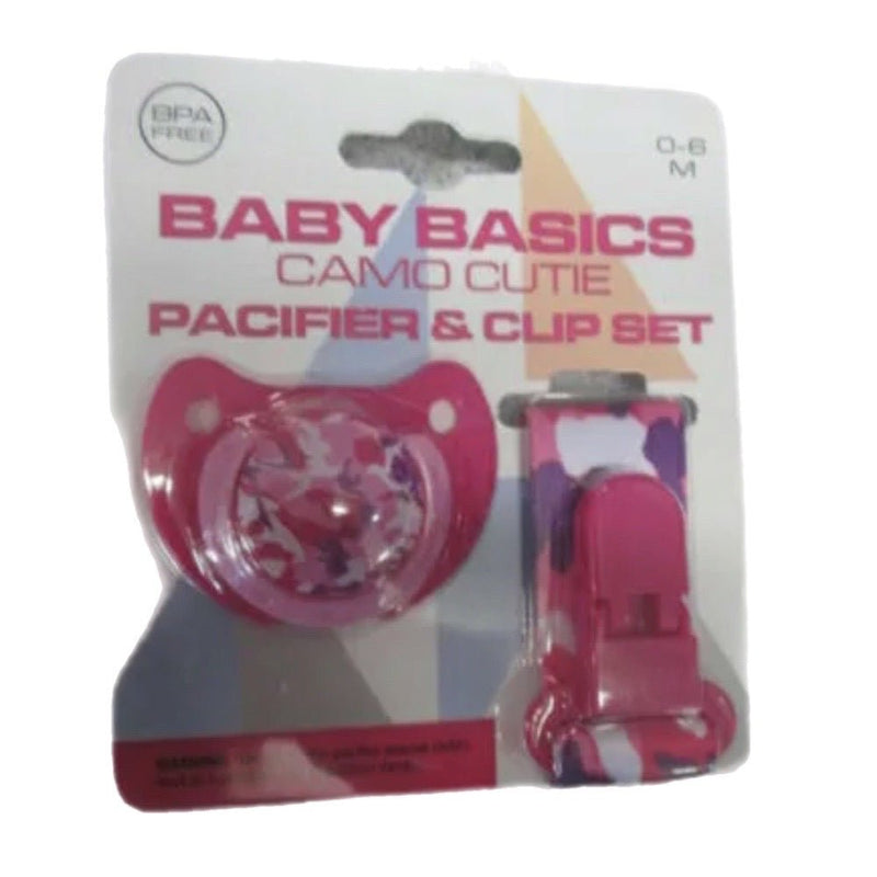 Baby Basics Camo Cutie Pacifier & Clip BRAND NEW! | Finer Things Resale