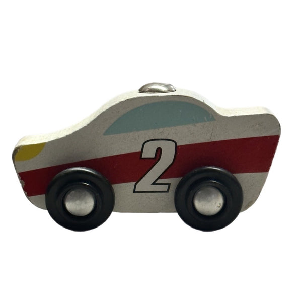 Melissa & Doug Wooden Magnetic Car Loader Hauler REPLACEMENT race car #2 White | Finer Things Resale