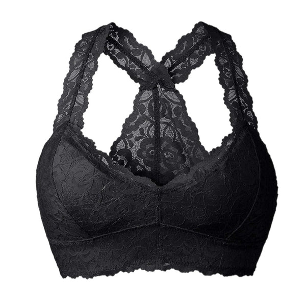 Yianna Floral Lace Bralette Padded Sexy Racerback Bra SIZE LARGE | Finer Things Resale