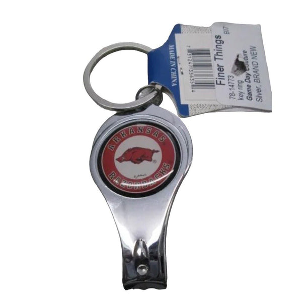 NCCAA Arkansas Razorback key ring chain with fingernail clippers BRAND NEW! | Finer Things Resale