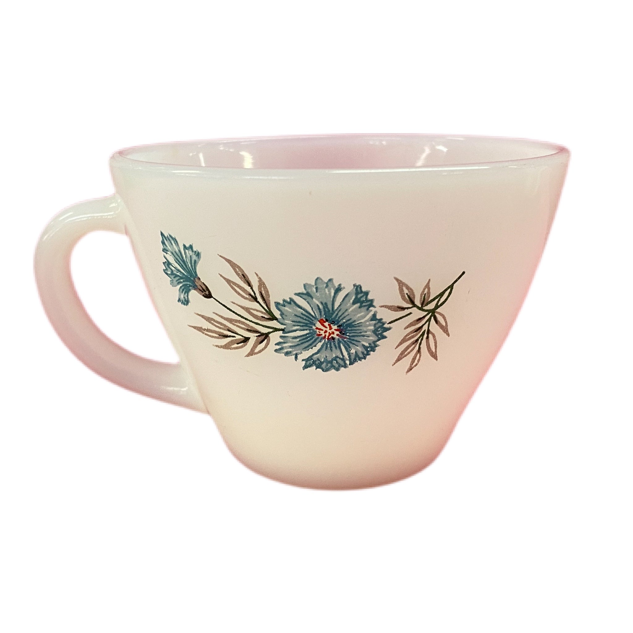 Vintage Fire King Bonnie Blue Carnation cup mug Finer Things Resale