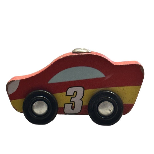 Melissa & Doug Wooden Magnetic Car Loader Hauler REPLACEMENT race car #3 Red | Finer Things Resale