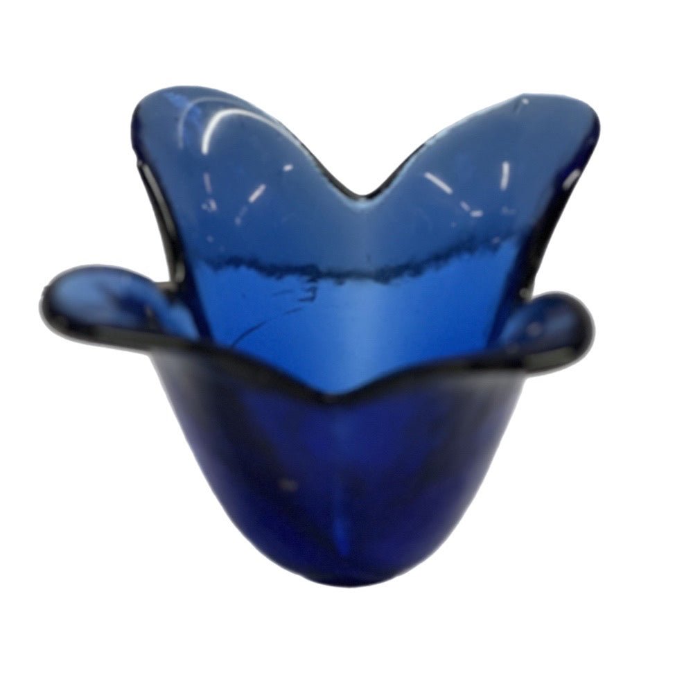 Cobalt Blue glass tulip vase recycled vintage art glass | Finer Things Resale