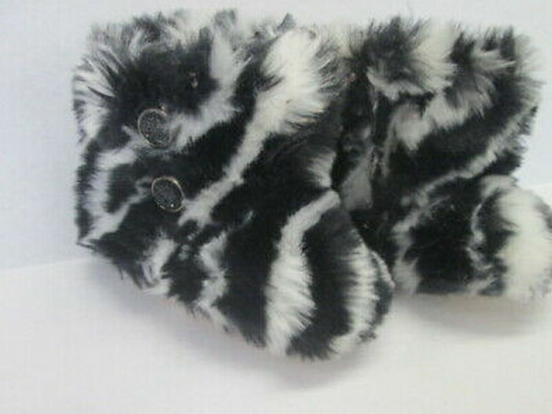 Mud Pie zebra stripe faux fur boots SIZE 0-6 MONTHS | Finer Things Resale