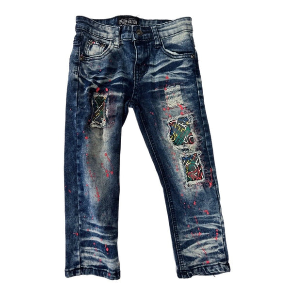 Parish Nation distressed paint retro jeans SIZE 3T | Finer Things Resale