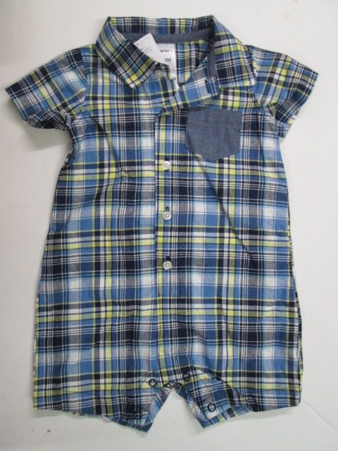 Carters plaid short set shortall SIZE 12 MONTHS BRAND NEW! | Finer Things Resale