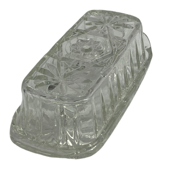 Anchor Hocking American Prescut Star of David glass butter dish | Finer Things Resale