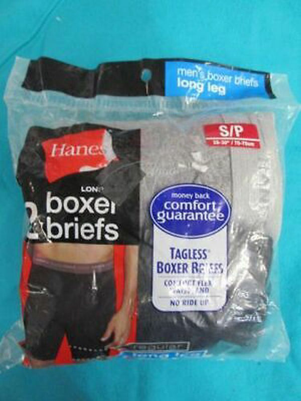 Hanes 2 Tagless Long Boxer Briefs SIZE SMALL BRAND NEW