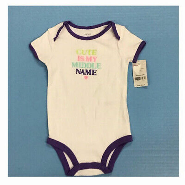 Carters short sleeve "Cute Is My Middle Name" romper 9 MONTHS NEW! | Finer Things Resale