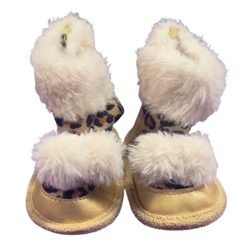 First Steps Faux Fur Leopard Print Boots SIZE 3-6 MONTHS | Finer Things Resale