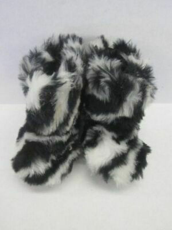 Mud Pie zebra stripe faux fur boots SIZE 0-6 MONTHS | Finer Things Resale