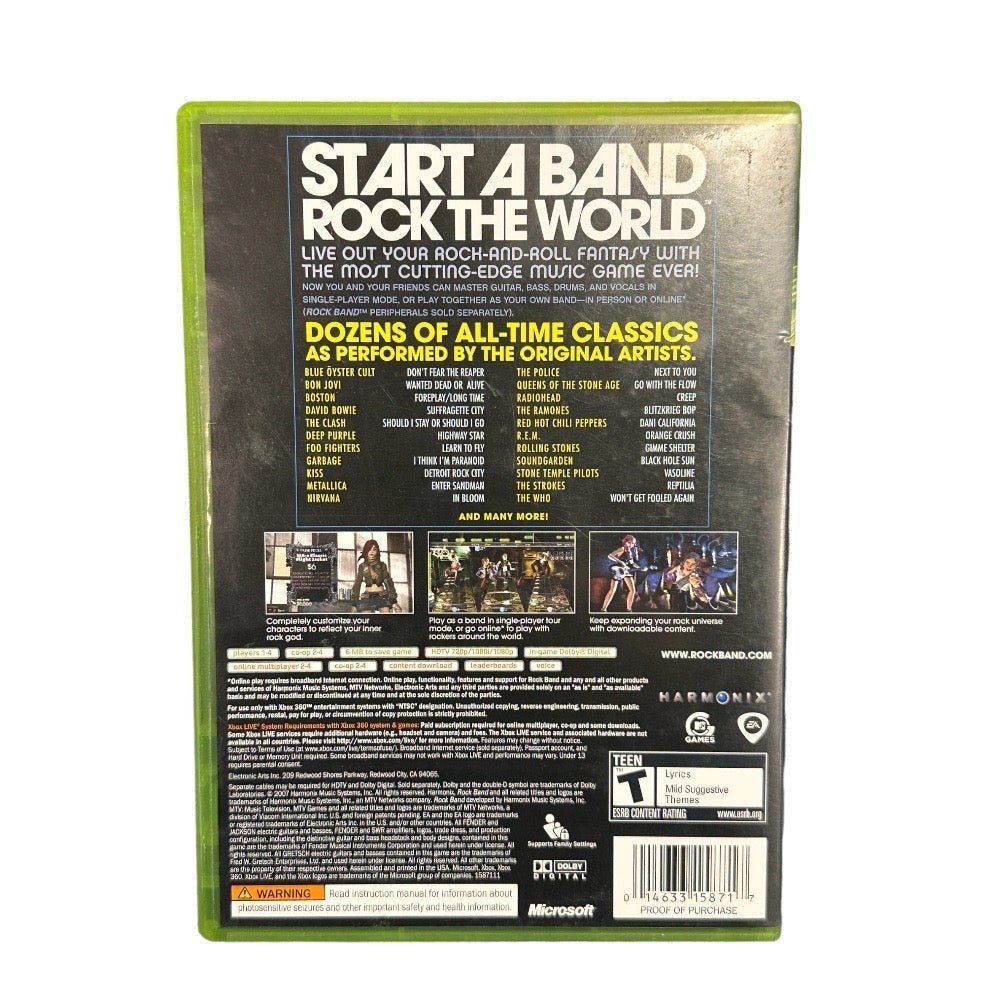 Rock Band XBOX 360 game Rated T 2007 Finer Things Resale