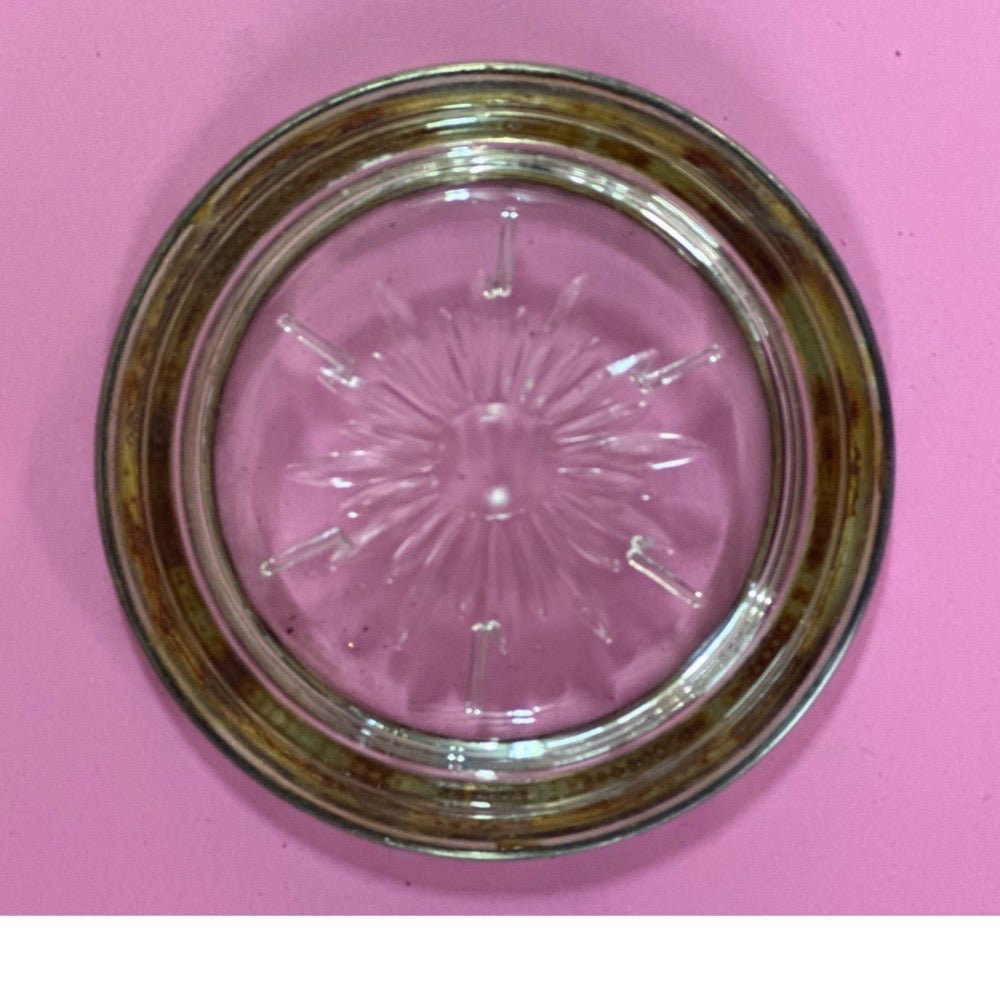 Leonard Silverplate & Glass Sunburst Coaster 1970's VINTAGE | Finer Things Resale