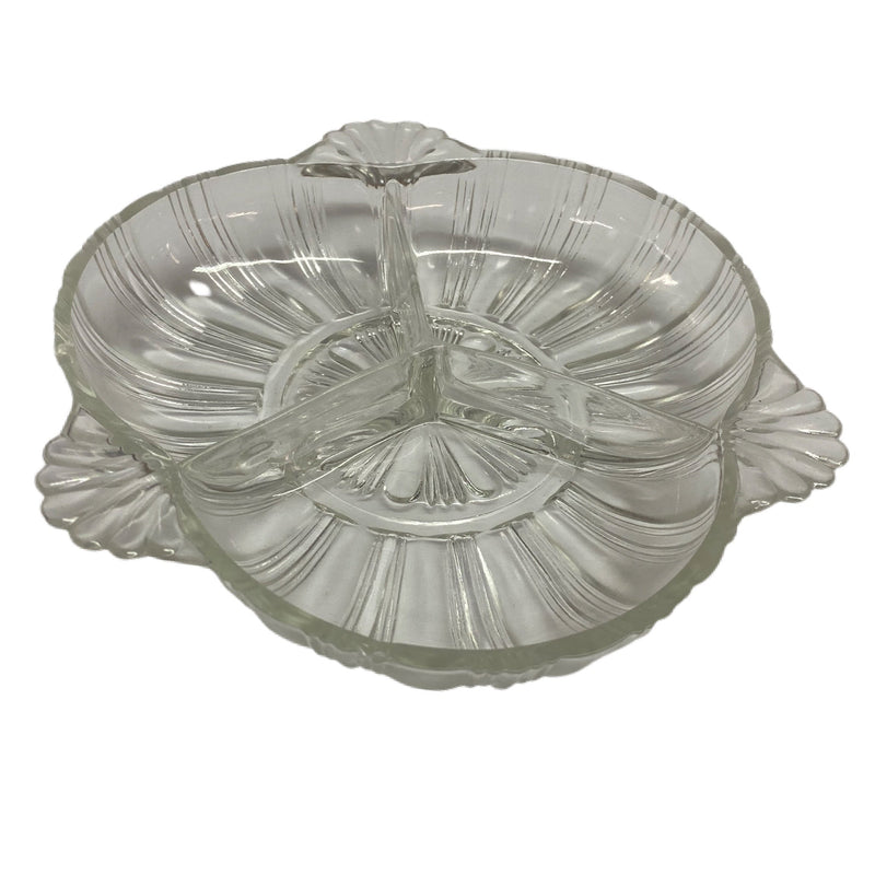 Hazel Atlas Depression Cut-Glass 3 part divided relish dish bowl 572 | Finer Things Resale