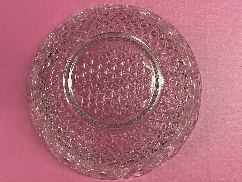 Imperial Glass  diamond pattern crochet lace edge 10" glass bowl | Finer Things Resale
