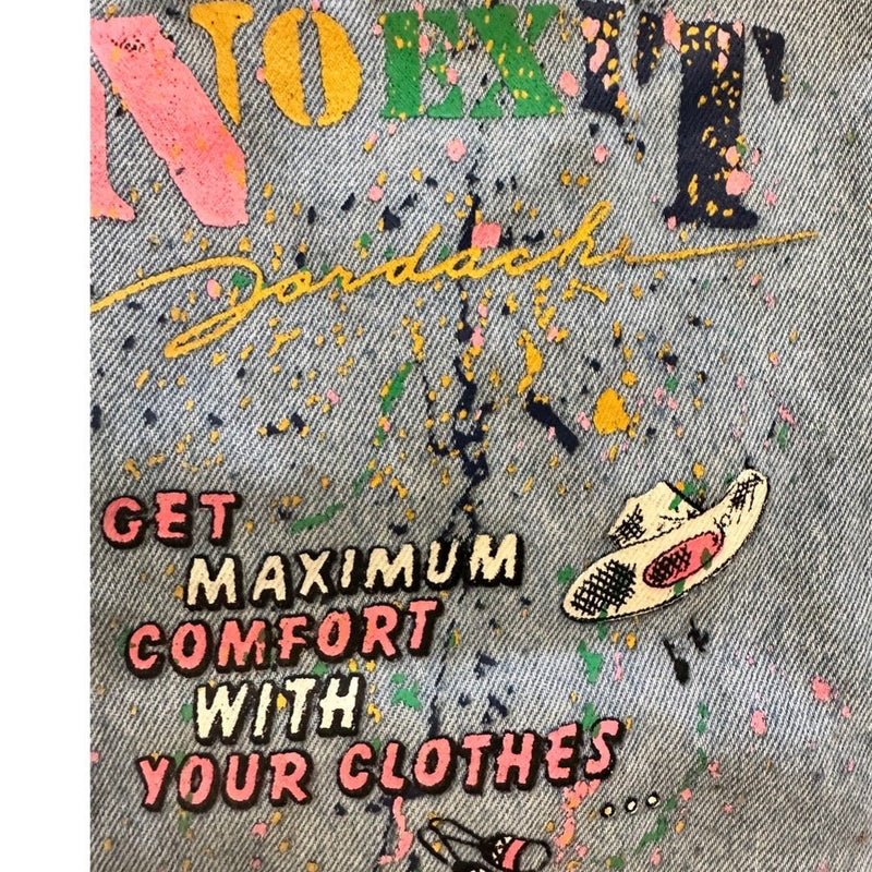 Jordache No Exit Painted Graffiti High Waist Denim Capri Pants SIZE 9/10 VINTAGE | Finer Things Resale