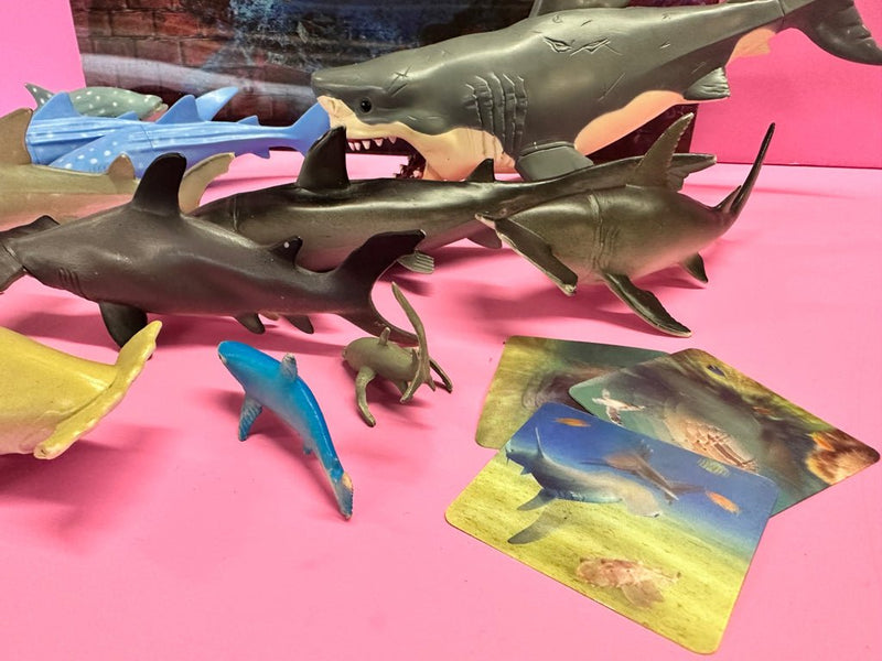 Shark figures Lot of 19 includes sharks & 3D Mat Blip & DC Comic Aquaman include | Finer Things Resale
