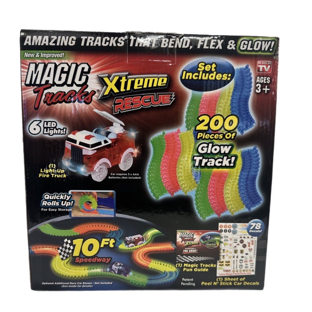 Magic Tracks Xtreme Rescue Glow in the Dark Track with Fire Truck NEW!