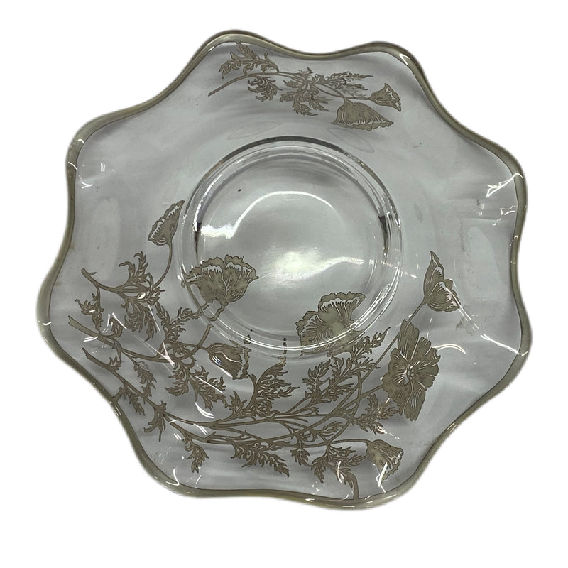 Silver City Flanders Poppy with Sterling Silver Overlay bowl Cambridge Glassware | Finer Things Resale