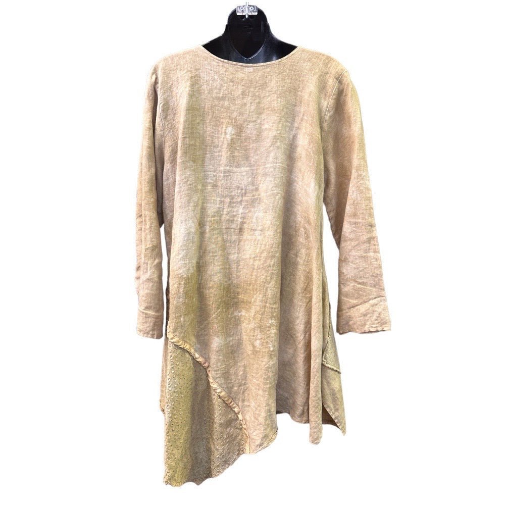 Steel Pony Art to Wear Boho long sleeve linen tunic blouse top SIZE S/M | Finer Things Resale