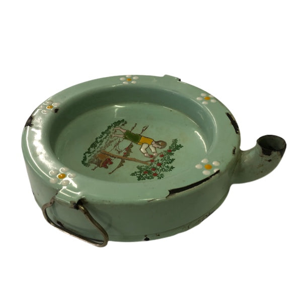 Germany D.R.G.M.  Enamelware Graniteware childs warming dish plate R.G.K. N.Y. | Finer Things Resale