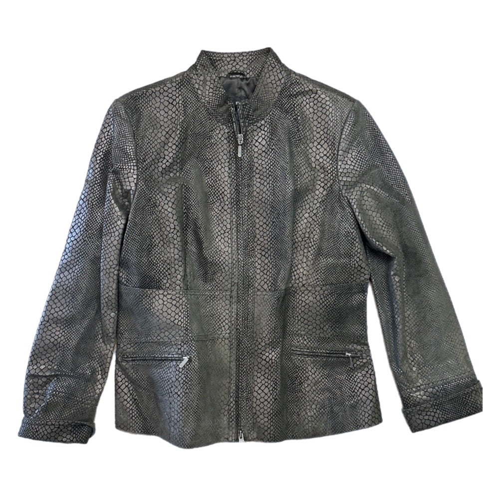 Alfani snakeskin print leather jacket coat SIZE LARGE | Finer Things Resale