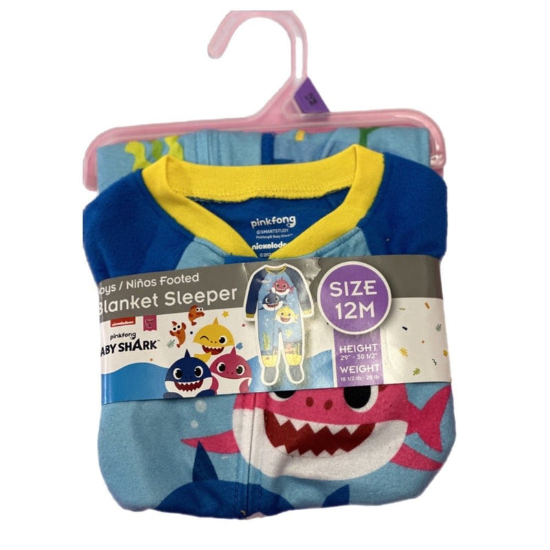 Pinkfong Baby Shark footed fleece slipper SIZE 12 MONTHS BRAND NEW! | Finer Things Resale