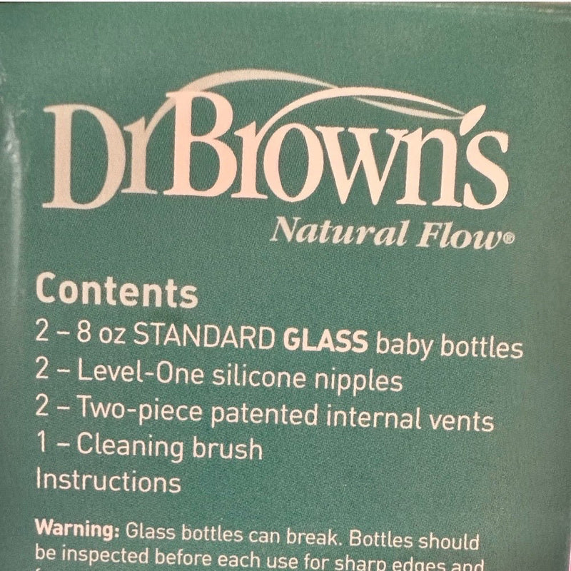 Dr Browns Natural Flow 8 oz Glass Baby Bottles SET OF 2 Reduces Colic! | Finer Things Resale